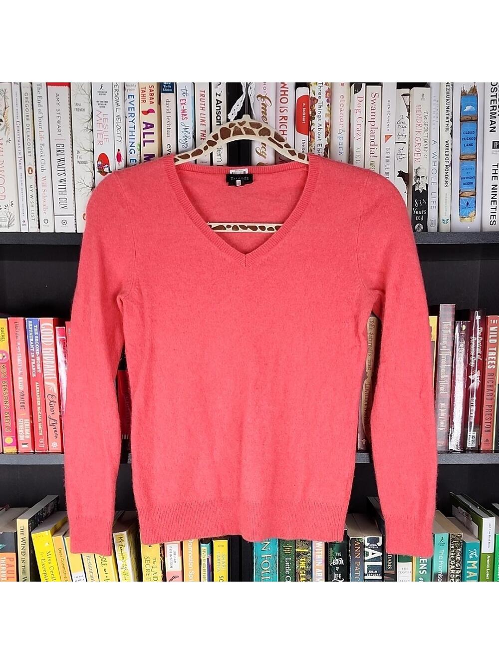 Talbots Pure Cashmere Sweater Women’s Small Coral Pink V-Neck Long Sleeve
